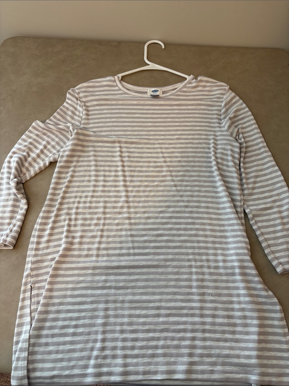 Old Navy Striped Long Sleeve Top - Beige & White